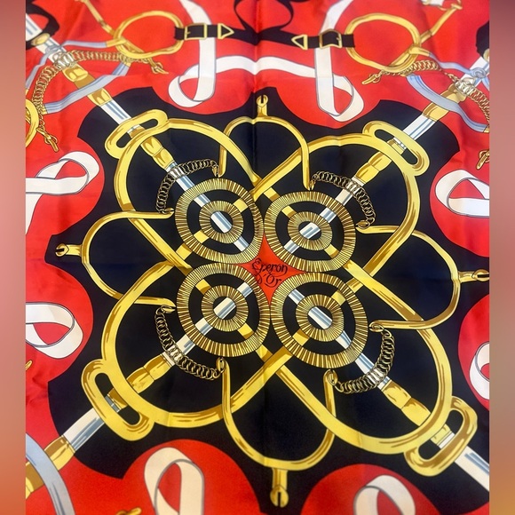 Hermes Paris Eperon D'or by Henri d' Origny Silk Scarf  35X35 - Picture 8 of 10